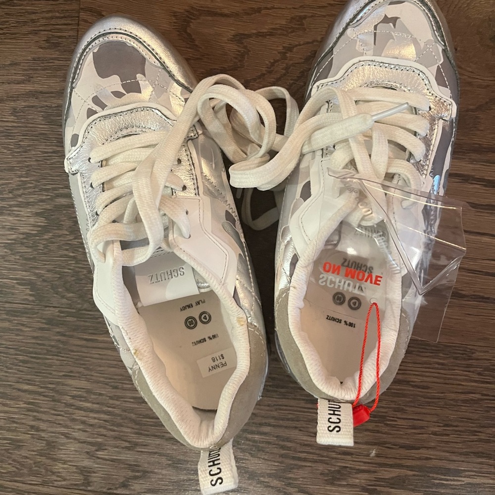 SCHUTZ metallic camo penny sneakers